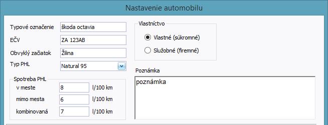Pred samotným zadávaním jázd si v číselníku áut
