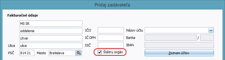 Program automaticky prepočíta IBAN na základe zadaného bankového účtu a