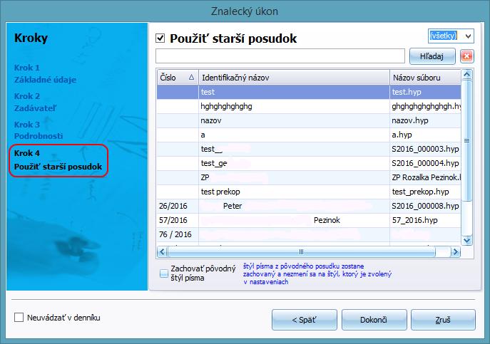 podklad na vytvorenie nového posudku.