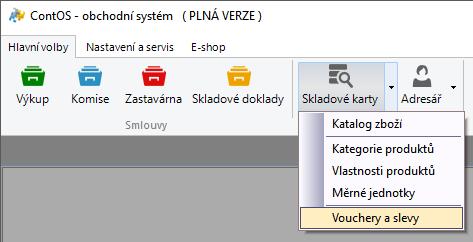 Tento modul se nachází v hlavním menu ve sdružené nabídce