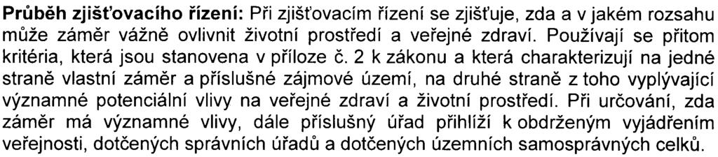 doèasných staveb firmy Technocol sro na pozemku do roku 2010 Prùbìh zjiš ovacího øízení: Pøi zjiš ovacím øízení se zjiš uje, zda a v jakém rozsahu mùže zámìr vážnì ovlivnit životní prostøedí a