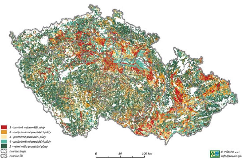 Třídy ochrany zemědělského půdního fondu, ČR, 2010 (VÚMOP, v.v.i.