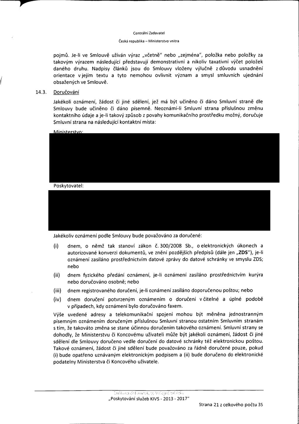 Centráni Zadavate Česká repubika - Ministerstvo vnitra pojmů.