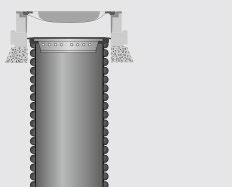 Pod šachtový poklop / vtokový rošt je třeba umístit dosedací prstenec h = 100 mm dle DIN 4034 na odpovídající roznášecí vrstvu, kterou je třeba zhotovit ze zhutněného materiálu pro nosné vrstvy (E V2