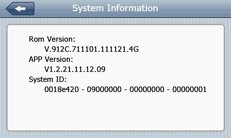 4.19 Informacja o sysystemie Dotknij przycisk, aby wejść do interfejsu informacji o systemie, widoczne na zdjęciu 4-57: 1. Wersja Firmware 2. Wersja aplikacji 3.