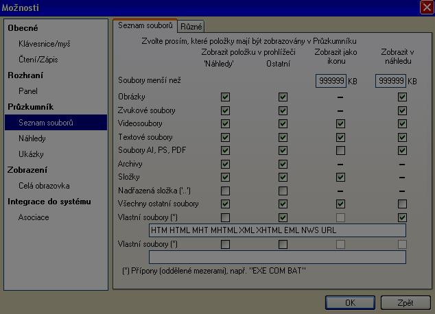Přidružené soubory Nástroje - Možnosti Určit