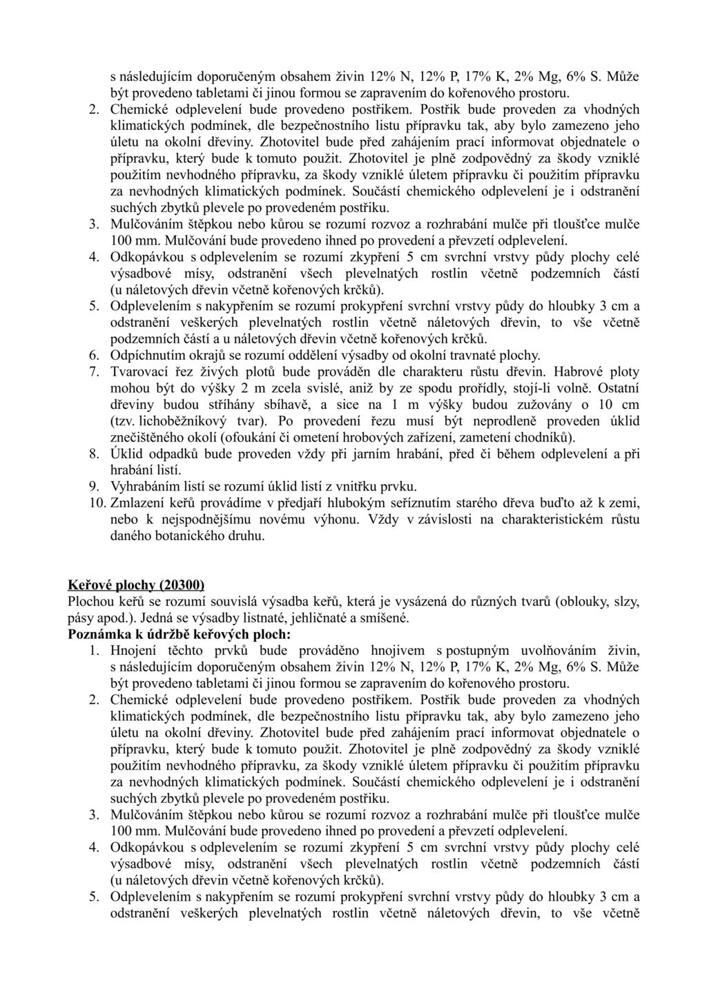 S následujícím doporučeným Obsahem živin 12% N, 12% P, 17% K, 2% Mg, 6% S. Může být provedeno tabletami či jinou formou Se zapravením do kořenového prostoru.