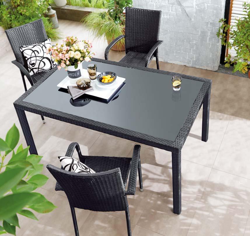 Záhradný stôl, umelý ratan antracit / kovová