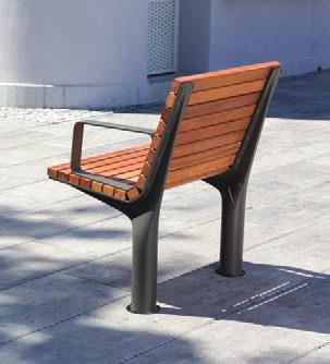 vltau VLT111 Parková lavička konstrukce z hliníkové slitiny, sedák z dřevěných lamel VLT111r VLT111t 445 645