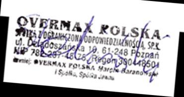 Declaration of Conformity We, the undersigned: Manufacturer: Overmax Polska Spółka z Ograniczoną Odpowiedzialnością,