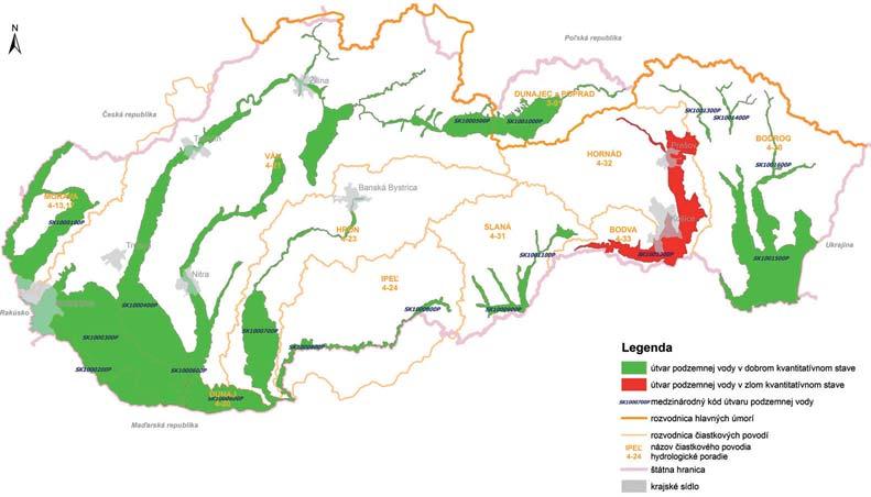 Mapa 7. Kvantitatívny stav útvarov podzemnej vody v kvartérnych sedimentoch Zdroj: MŽP SR Odpadové vody V roku 2010 bolo do povrchových vôd vypustených 744 756 tis.