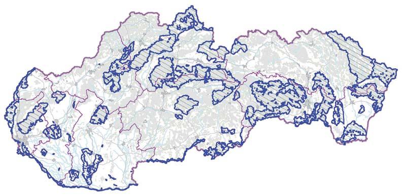 Mapa 12. Chránené vtáčie územia SR Zdroj: ŠOP SR Tabuľka 86. Výmera poľnohospodárskych a lesných pozemkov v územiach NATURA 2000 NATURA 2000 Počet Rozloha (ha) Rozloha poľnohosp.
