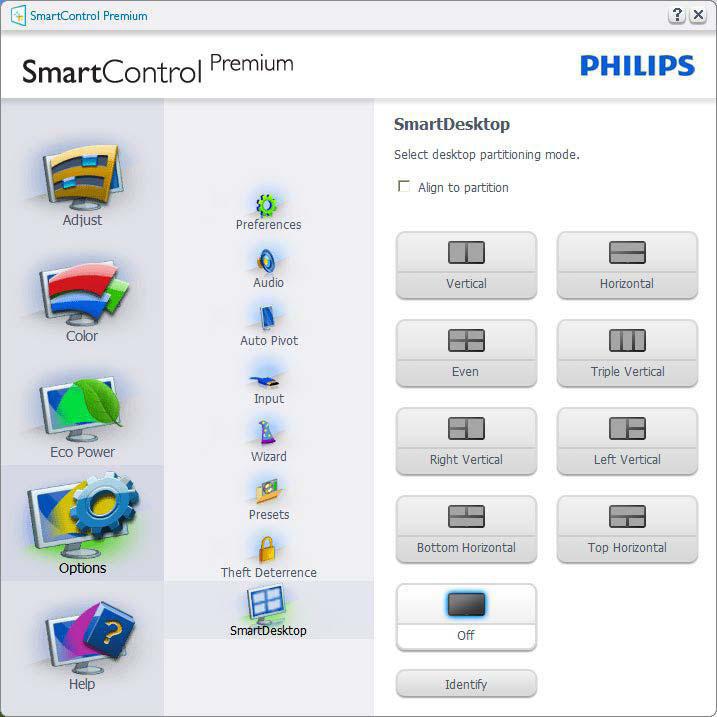 3. Optimalizace Obrazu 3.5 Příručka SmartDesktop SmartDesktop SmartDesktop je v produktu SmartControl Premium.