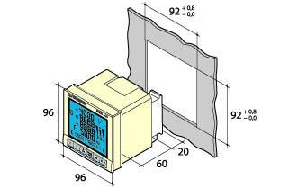 Rozměry Typ panelový přístroj Rozměry 96 x 96 x 60 mm Stupeň krytí pouzdra IP 30 Stupeň krytí