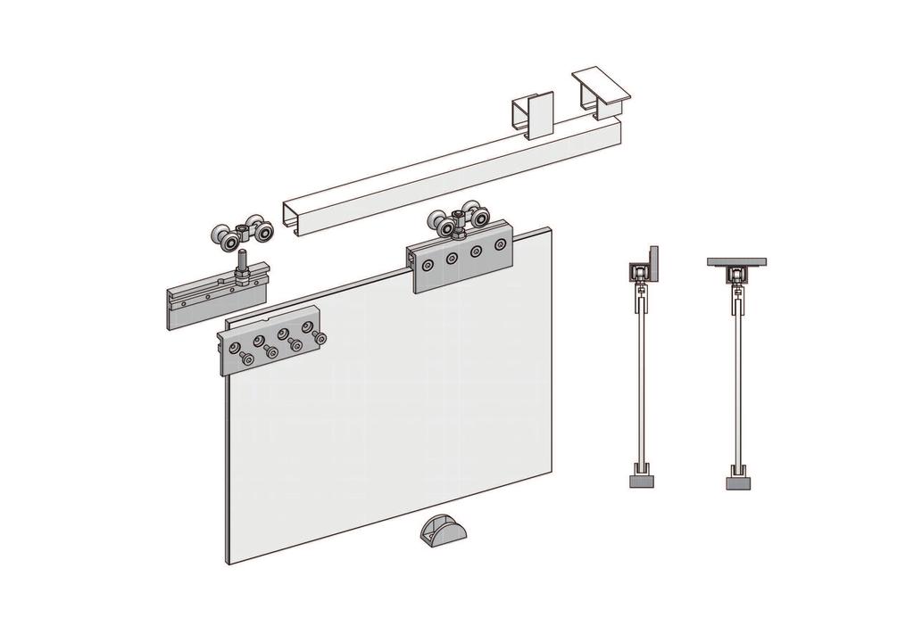 Posuvný systém na dvere KANON Úchyt koľajnice KANON stropný tr.34 Úchyt koľajnice KANON bočný tr.