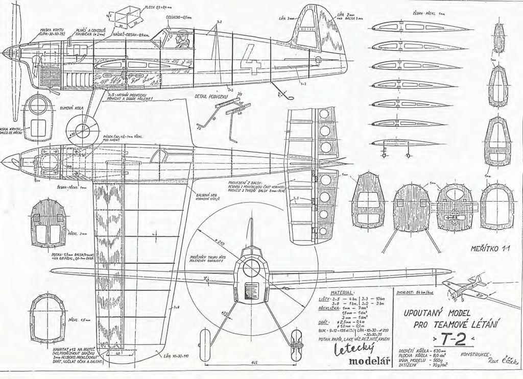 Model pro skupinové létání "T 2 " Model T-2 navržený pro teamové létání ( současně létalo více modelářů).