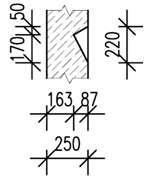 Aplikace cementových a betonových kompozitů v konstrukčních prvcích Obrázek 2-34 Zjednodušená geometrie segmentu pohled na vnitřní stranu a řez kapsou pro spínací prvky Obrázek 2-35 Zjednodušená