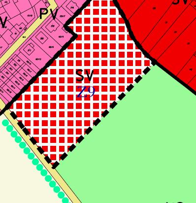 K němu se vztahuje námitka. Výřez výkresu č. 2 Hlavní výkres urbanistická koncepce je zacílen na území dotčené námitkou. Obrázek vpravo: Územní plán Čáslavice, výřez výkresu č.