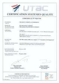 Certifikáty ISO 9001 kvalita Len pol roka po spustení sériovej výroby modelu Peugeot 207 získala automobilka PSA Peugeot Citroën Slovakia certifikát systému kvality podľa normy ISO 9001:2000.