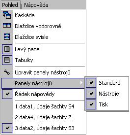 6.4 Menu Pohled Obr. 17 menu Pohled Kaskáda: Po zvolení se otevřená dialogová okna seřadí ve formě kaskády.