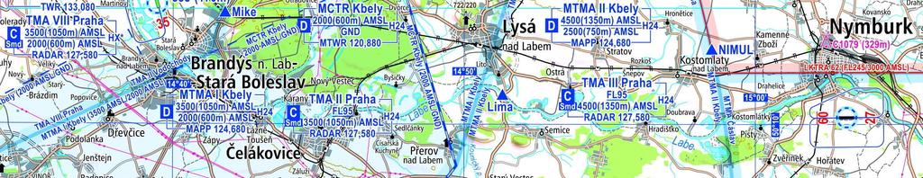 Severně až východně Plochy SLZ se nachází omezené prostory LKTRA61 Kopidlno (od země do 3000ft AMSL) a LKTRA62 Nymburk (3000ft