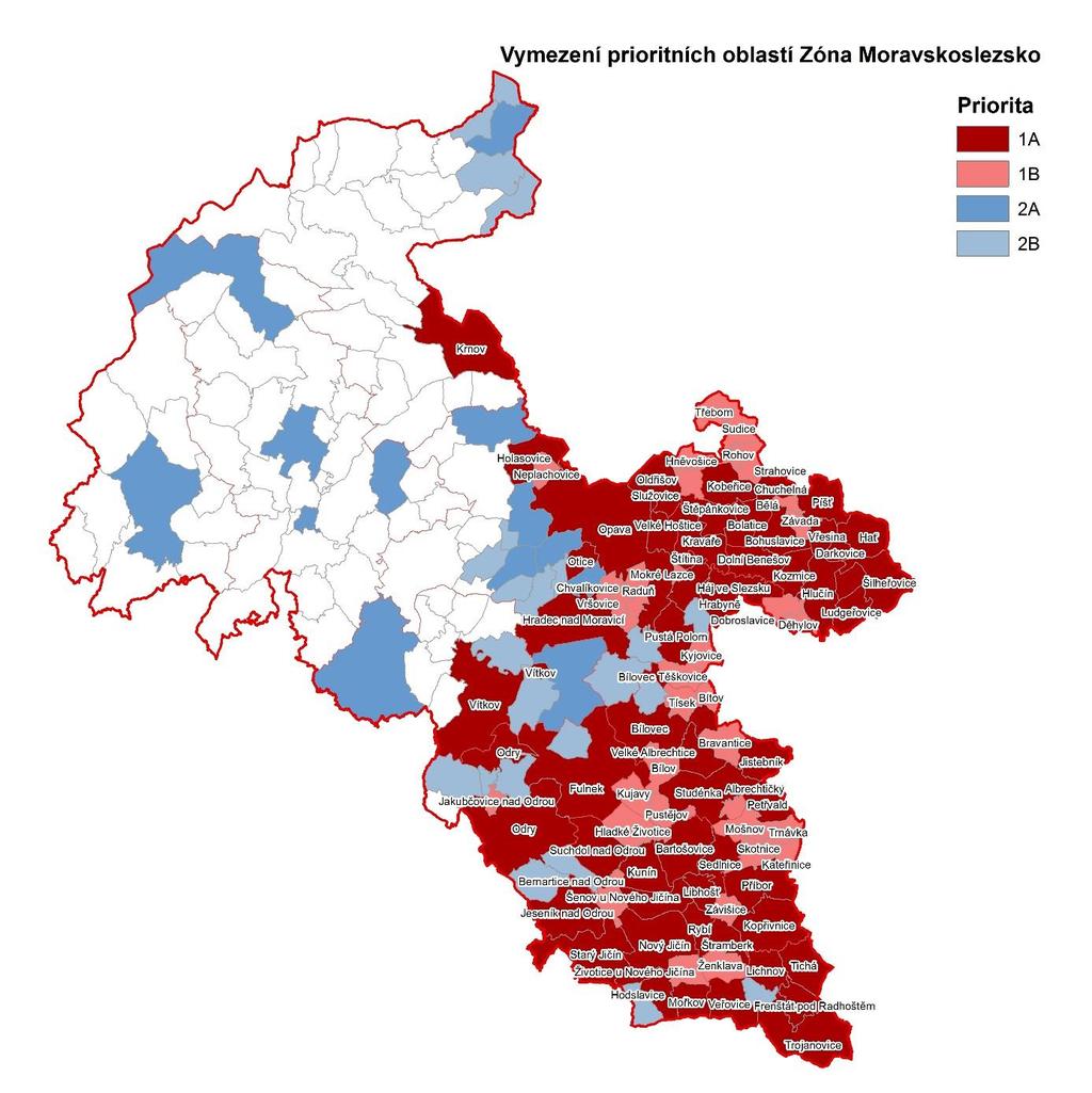 Obrázek 50: Vymezení územních priorit, zóna CZ08Z Moravskoslezsko