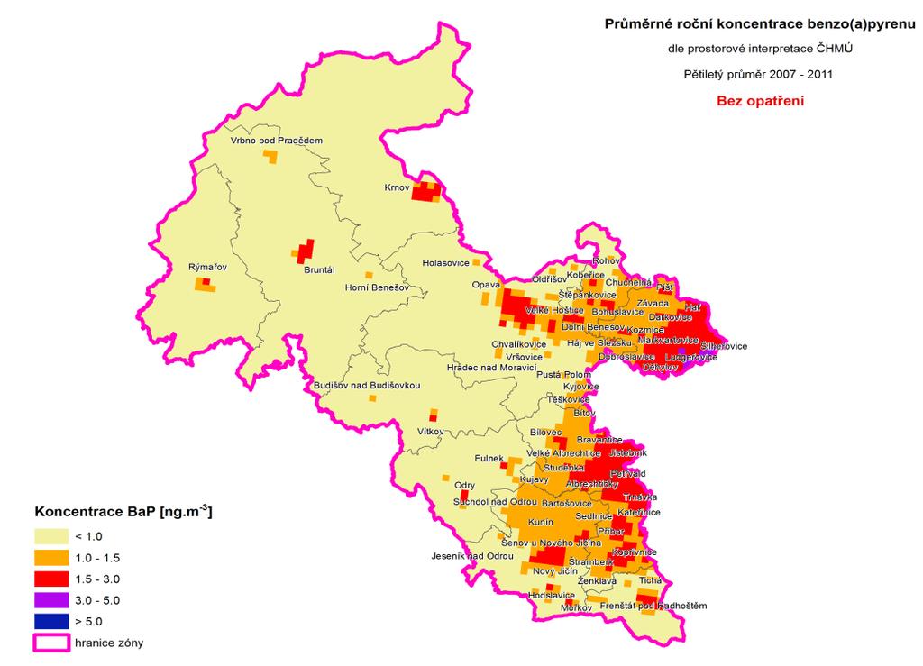 Obrázek 53: Vliv navrhovaných nově stanovených opatření v sektoru vytápění domácností na úroveň emisí, zóna CZ08Z Moravskoslezsko 600 300 500 250 emise (t.rok -1 ) 400 300 200 200 150 100 emise (kg.