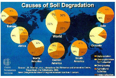 Degradace půd Degradace půd Reakce na mezinárodní úrovni: složitý problém, využívání půdy má omezený mezinárodní rozměr Desertifikace: 1977: Konference OSN o desertifikaci Akční plán boje proti