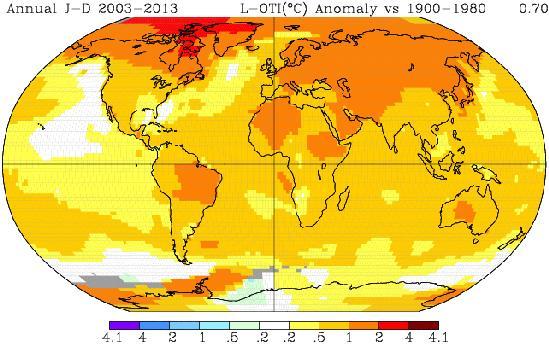 Globální klimatické změny Anomálie v průměrné teplotě povrchu