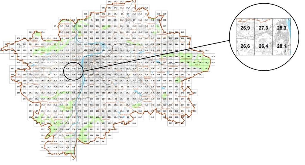 Obr. 24: Pětiletý průměr z ročních koncentrací PM 10 2011-2015 v místě experimentu