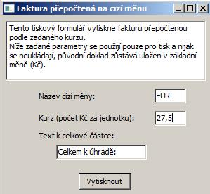 Grafický tisk nabízí celou řadu možností: Kromě tisku běžné faktury, dodacího listu a výdejky je zde možno tisknout i některé speciální tisky, např.