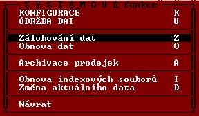 TRIFID 2018 STANDARD Uživatelská příručka OBNOVA KONFIGURACE obnova konfiguračních souborů ze zálohy AKTUALIZACE PROGRAMU - pro načtení aktualizovaných souborů programu, licence nebo tiskových sestav