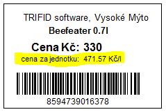 Číselník zboží program sám spočítat tak, že se zadá přímo obsah balení (zde 0.7) a potvrdí klávesou <F9>. Koeficient se potom uloží v převrácené hodnotě (zde 1.429).