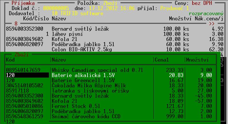 TRIFID 2018 STANDARD Uživatelská příručka třídění, zapnutí filtru apod.).