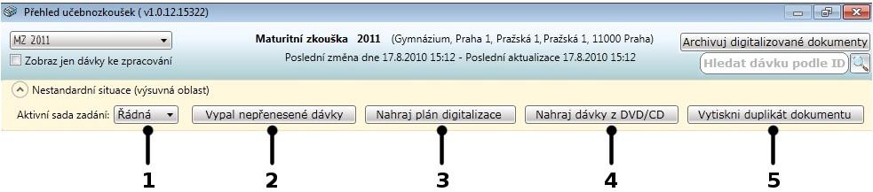 Ovládací prvky vysouvací lišty Nestandardní situace Ovládací prvky Nestandardní situace (viz obr.