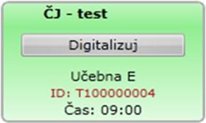 Ovládací prvky boxů dávek Jednotlivé boxy dávek mají popisek definující zkoušku/dávku (např. předmět, formu zkoušky), ID dávky a plánovaný čas zahájení administrace zkoušky (viz obr. 11).