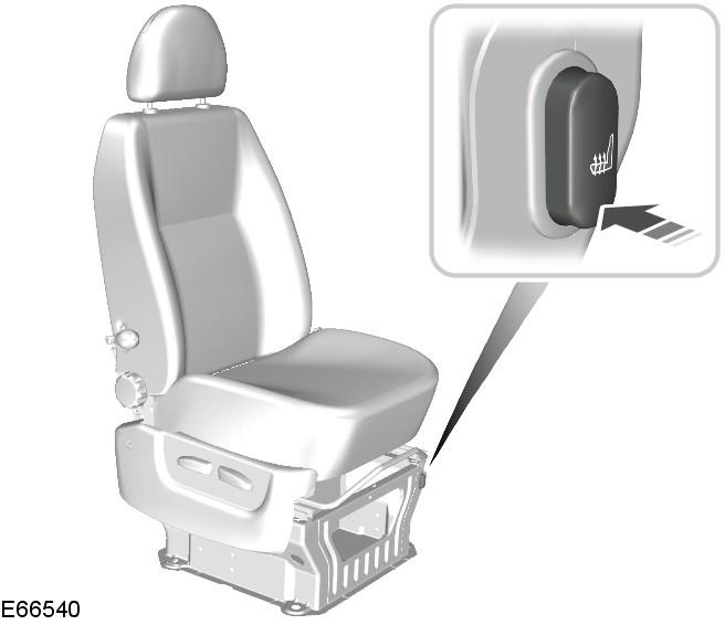 Sedadla Vyjmutí hlavové opěrky Stiskněte zajišťovací tlačítka a vyjměte hlavovou opěrku ven. VYHŘÍVANÁ SEDADLA Poznámka: Pro používání vyhřívaných sedadel nastartujte motor.