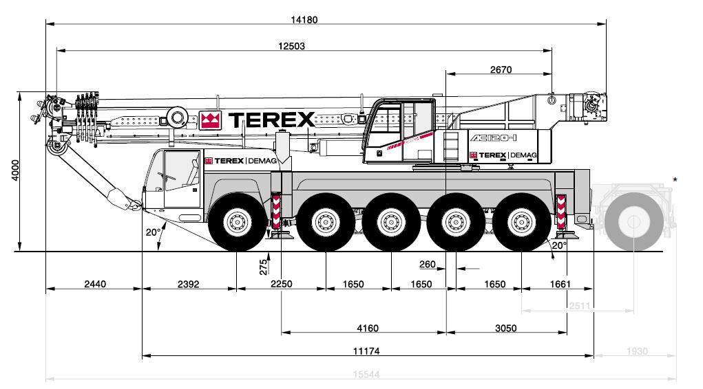 Obr. 37 Schéma autojeřábu a jednotlivé rozměry Zdroj: http://www.autojerabymalina.cz/cz/pujcovna-jerabu/demag-ac250-1/ Obr.