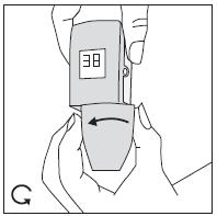 být nasazen, když se nosní sprej nepoužívá - elektronický displej, který zobrazuje pokyny o počtu stisků pumpičky, kterými se sprej naplní zobrazuje počet