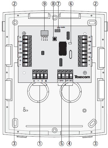 Instalace Klávesnicový výstup repro. (pouze LCDL/LCDLP) Výše uvedené klávesnice mají výstup, který může ovládat jeden 8Ω nebo dva 16Ω reproduktory. Zapojení viz. str. 19.