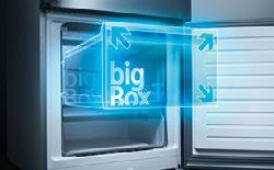 nofrost LED osvětlení softclosing door Všechno lehce uchopitelné Extra velký mrazicí box pro velké potraviny: bigbox Pro více komfortu při vkládání a vyjímání potravin lze robustní skleněnou plochu