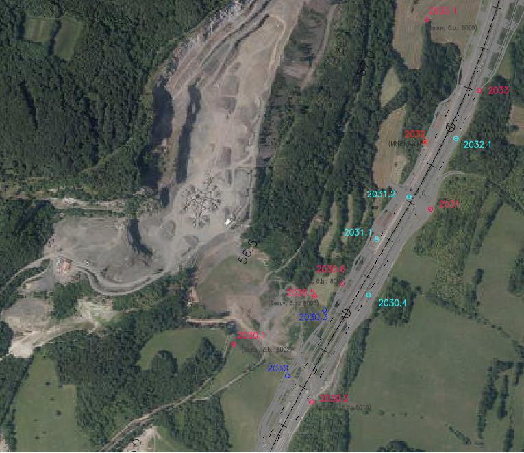 F 211 Dálniční most přes Uhelnou strouhu F 602 Dálniční tunel Radejčín Způsob měření: inklinometrické vrty 2D a 3D, tlakové měřící buňky, dynamometry na kotvách buňky měřící kotevní sílu,