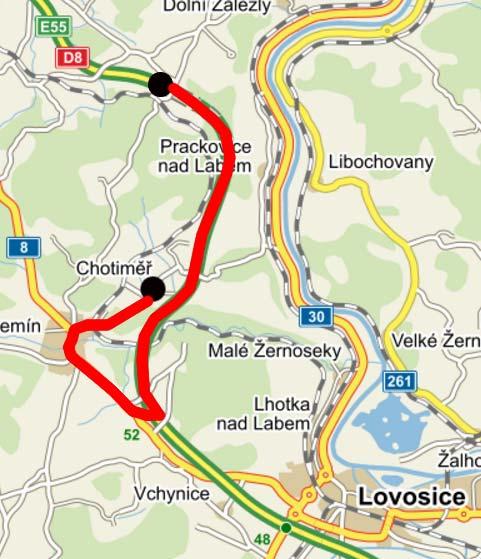 PŘÍJEZDOVÉ TRASY Tunel Radejčín Stanice JSDHO CHOTIMĚŘ Předurčené jednotky pro Ústecký portál HLAVNÍ TRASA Chotiměř, I/8, D8 Celková délka: 12 km Čas dojezdu: