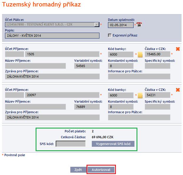 Manuálně zadaný Tuzemský hromadný příkaz lze (na rozdíl od importovaného) rovněž zadat formou zkopírování jiného již existujícího manuálně zadaného Tuzemského hromadného příkazu (s jakýmkoli statusem