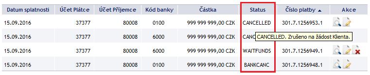 3. Funkčnosti společné všem Platebním příkazům 3.1.