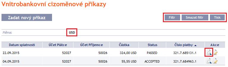 Systém nejdříve zrekapituluje zadaná kritéria pro filtr s výjimkou kritéria Všechny účty v poli Účet Plátce. Výběr tohoto kritéria systém neuvádí.