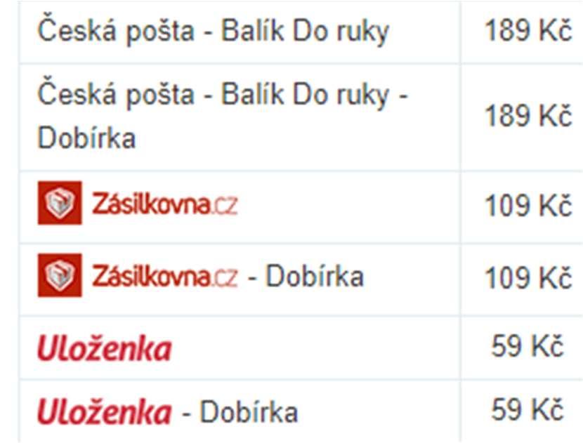 V případě, že máte více doprav a máte je zadány přes administraci Heureky, nevyplňujte zbytečně vše.