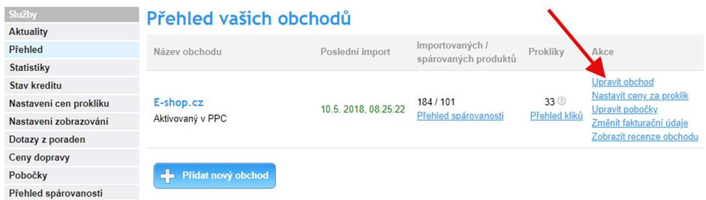 cz/obchody/) po kliknutí na Upravit obchod se vám zobrazí informace o vašem e-shopu, které