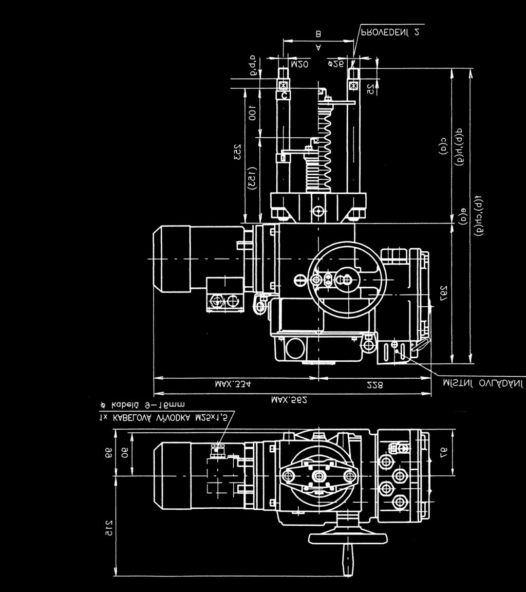 h (g) 408 e (a) 633 f (b) 677 ch (g) 733 Rzměry phnu Mdact MTN, MTP Cntrl - se svrkvnicí 4x P6 x KABELOVÁ VÝVODKA Mx,5 kabelu 9-6 mm MAX. 595 MAX.