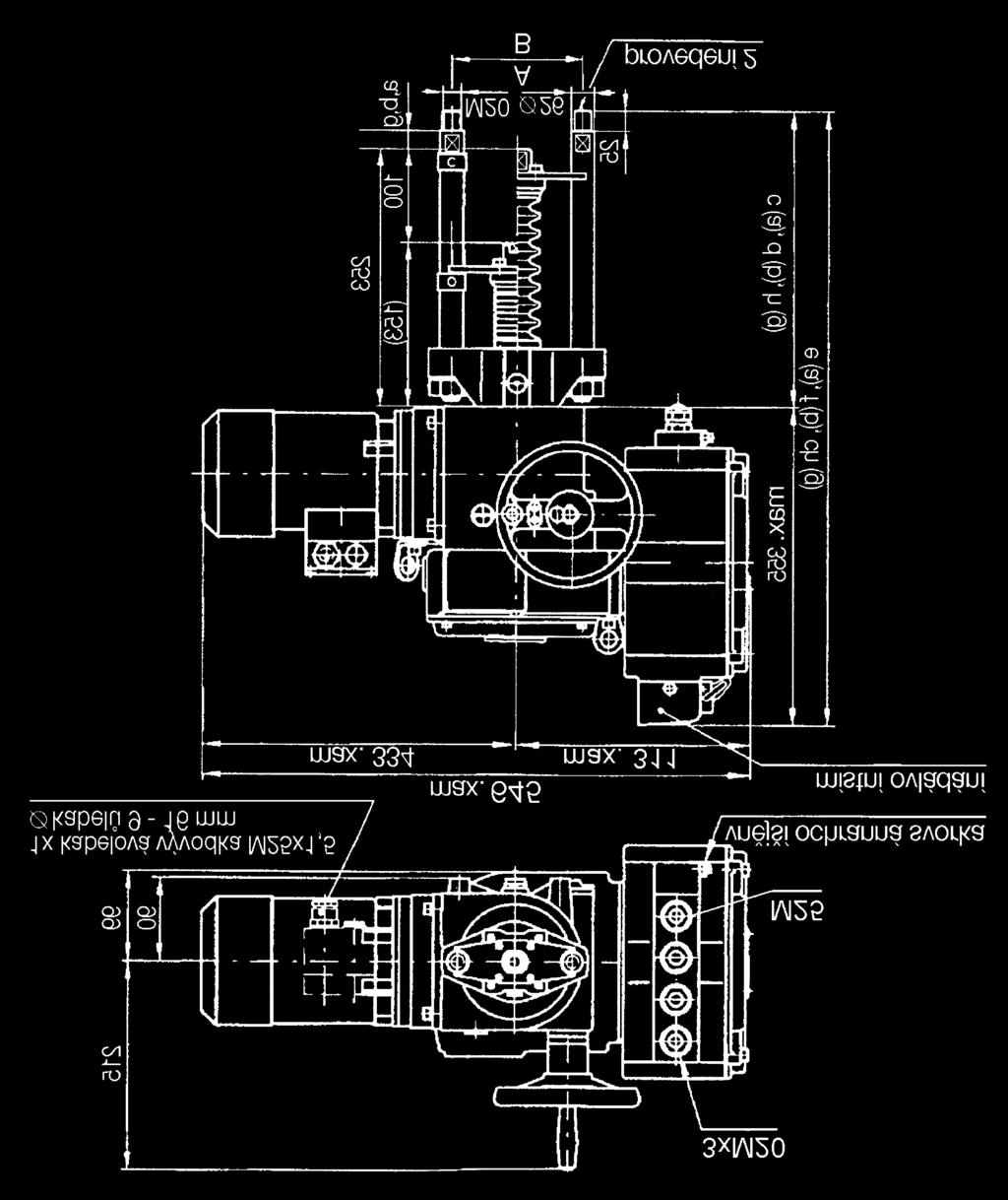 RV 2xx DN 200 až 400 Rzměry phnu Mdact MTNED/MTPED - s knektrem - se svrkvnicí Prvedení 2 A 60 B 50 a 30 b 74 g 30 c (a) 308 d (b) 352 h (g) 408 e (a) 605 f